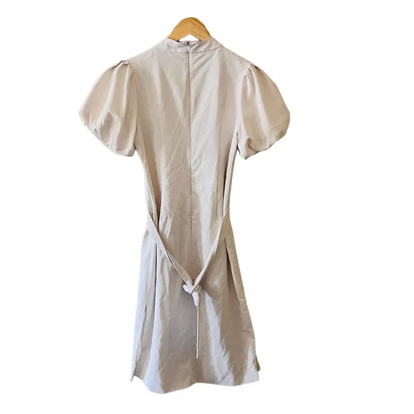 Caara Dress Size Small Fritz High Neck Puff Sleeves Ivory - Picture 4 of 11